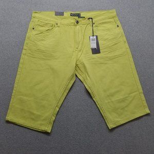 Royal Blue Shorts Mens 42 Neon Yellow Chino‎ Pockets Casual Cotton Outdoor